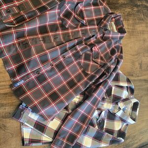 Dixxon Red/gray Flannel And Red/white/blue/blk Flannel Shirts Size Medium